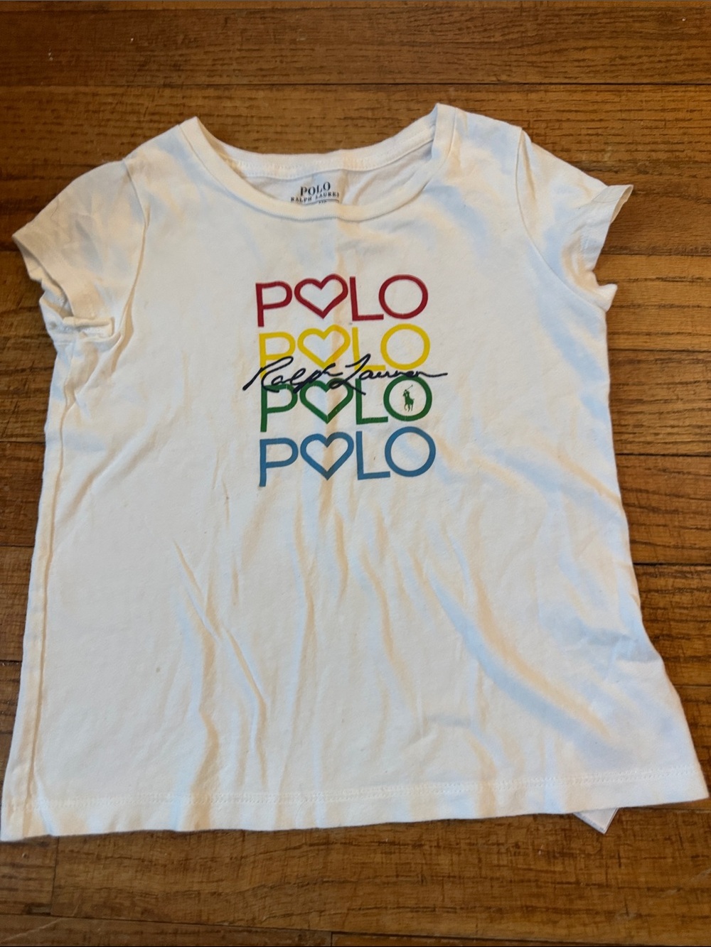Polo by Ralph Lauren White Short Sleeve Tee with Rainbow Logo